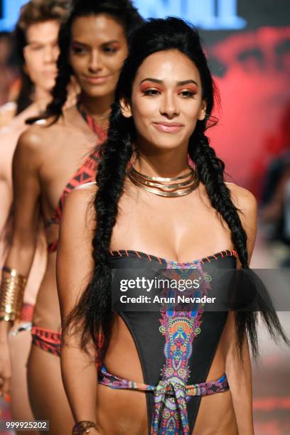 Models walk the runway for Lila Nikole at Miami Swim Week powered by Art Hearts Fashion Swim/Resort 2018/19 at Faena Forum on July 15, 2018 in Miami...