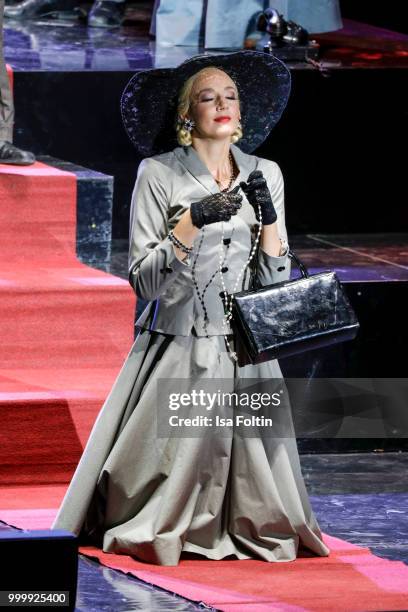 Bettina Moench as Evita during the Thurn & Taxis Castle Festival 2018 - 'Evita' Musical on July 15, 2018 in Regensburg, Germany.