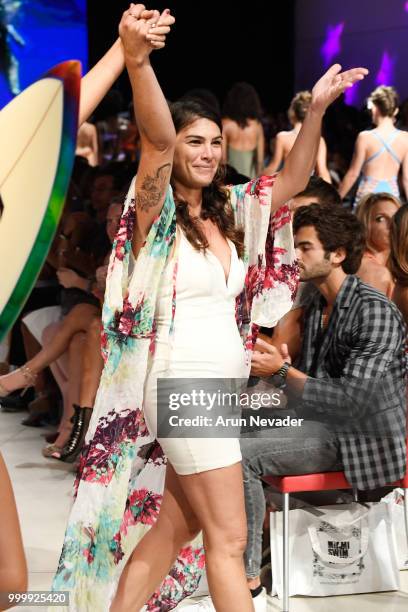 Designer Malia Lins Costa walks the runway for Pikai Swimwear at Miami Swim Week powered by Art Hearts Fashion Swim/Resort 2018/19 at Faena Forum on...