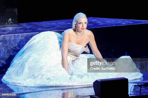 Bettina Moench as Evita during the Thurn & Taxis Castle Festival 2018 - 'Evita' Musical on July 15, 2018 in Regensburg, Germany.