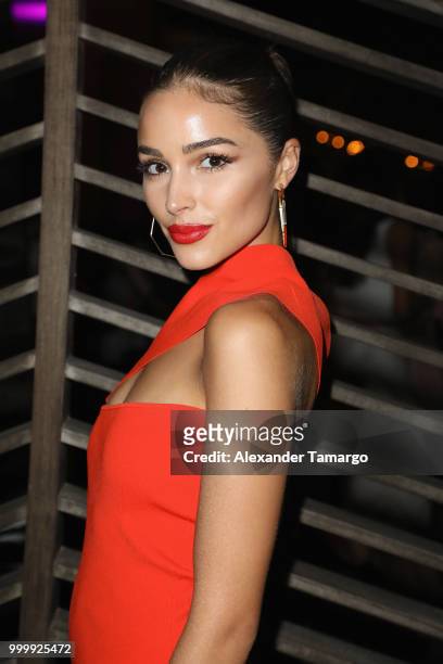 Olivia Culpo attends the 2018 Sports Illustrated Swimsuit show at PARAISO during Miami Swim Week at The W Hotel South Beach on July 15, 2018 in...
