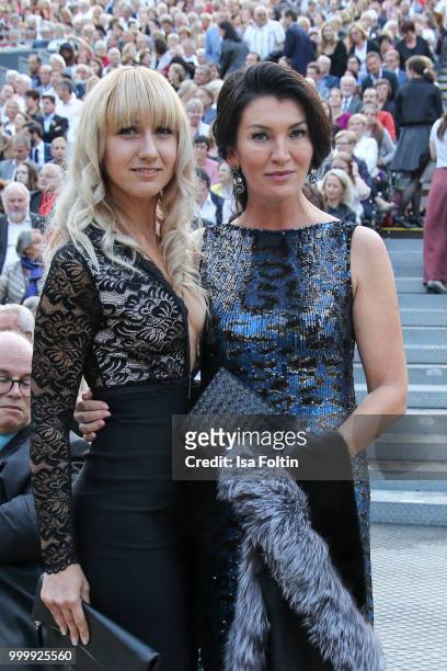 Swetlana Panfilow and guest attend the Thurn & Taxis Castle Festival 2018 - 'Evita' Musical on July 15, 2018 in Regensburg, Germany.