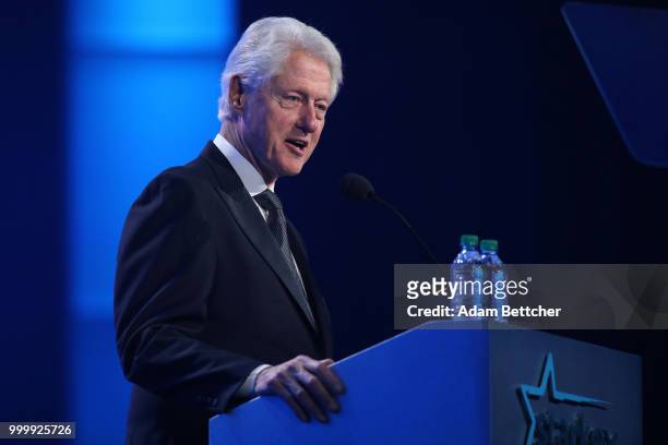 Bill Clinton takes the stage at the 2018 So the World May Hear Awards Gala benefitting Starkey Hearing Foundation at the Saint Paul RiverCentre on...