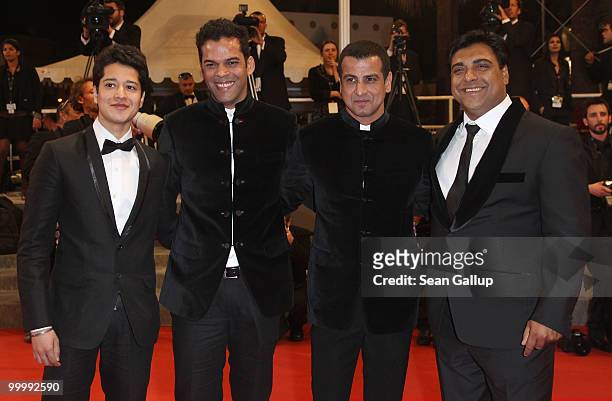 Indian director Vikramaditya Motwane and Ronit Roy with actor Ram Kapoor attends the "My Joy" Premiere at the Palais des Festivals during the 63rd...