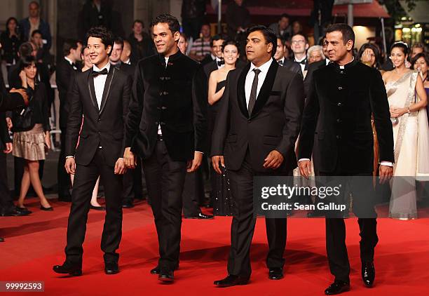 Indian director Vikramaditya Motwane and Ronit Roy with actor Ram Kapoor attends the "My Joy" Premiere at the Palais des Festivals during the 63rd...