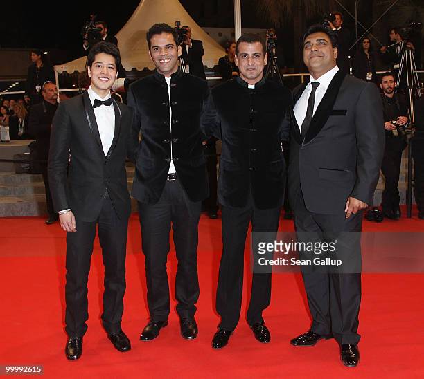Indian director Vikramaditya Motwane and Ronit Roy with actor Ram Kapoor attends the "My Joy" Premiere at the Palais des Festivals during the 63rd...