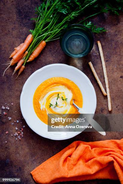 creamy carrot soup - anna stock pictures, royalty-free photos & images