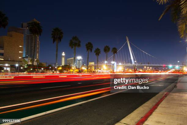 night rush hour traffic lights long exposure - dan stock pictures, royalty-free photos & images