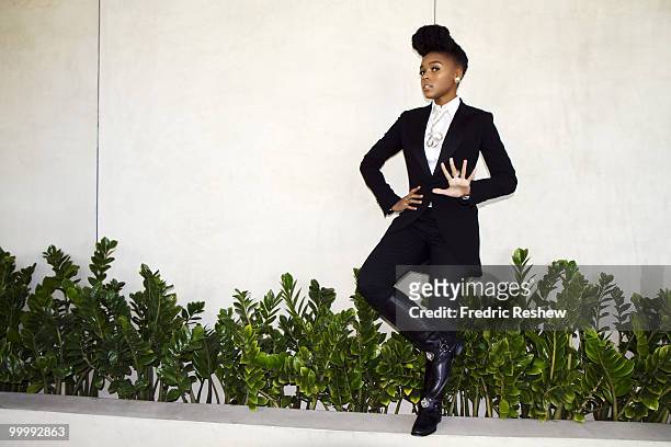 Singer Janelle Monae poses at a portrait session for YRB in Hollywood, CA on May 1, 2010. PUBLISHED IMAGE. .