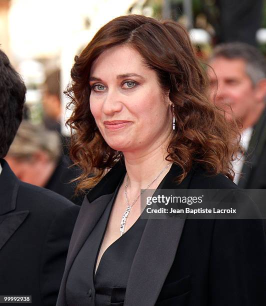 Emmanuelle Devos attends the premiere of 'Poetry' held at the Palais des Festivals during the 63rd Annual International Cannes Film Festival on May...