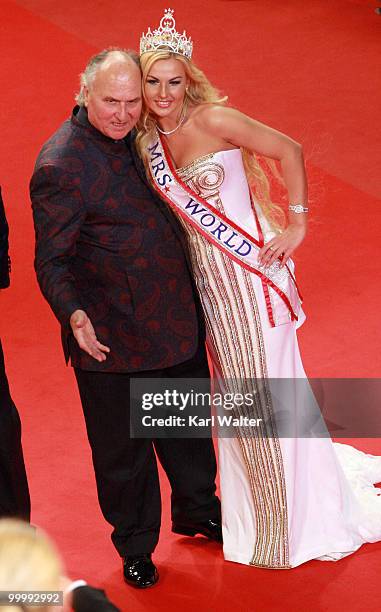 Mrs. World Victorya Radochinskaya and guest attend the "My Joy" Premiere at the Palais des Festivals during the 63rd Annual Cannes Film Festival on...