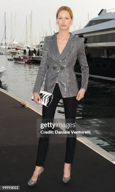 Model Karolina Kurkova attends the Fair Game Cocktail Party hosted by Giorgio Armani held aboard his boat 'Main' during the 63rd Annual International...