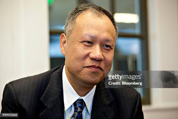 Ken Xie, president and chief executive officer of Fortinet Inc., speaks during an interview in San Francisco, California, U.S., on Wednesday, May 19,...