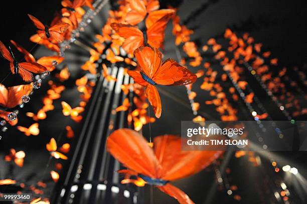 The entertainment tent at the White House in Washington, DC is ready for the State Dinner for Mexican President Felipe Calderon on May 19, 2010 . AFP...