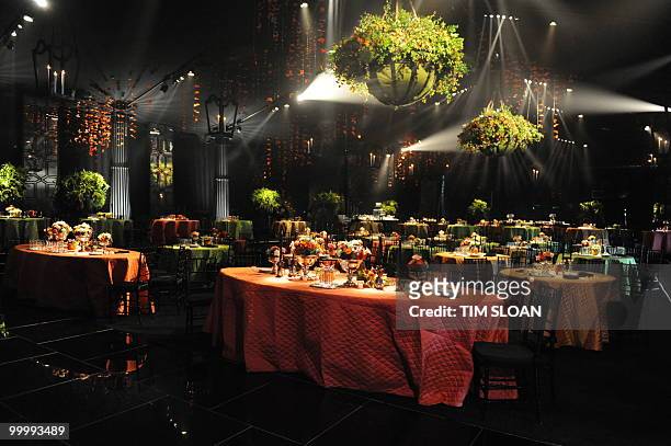 The entertainment tent at the White House in Washington, DC is ready for the State Dinner for Mexican President Felipe Calderon on May 19, 2010 . AFP...