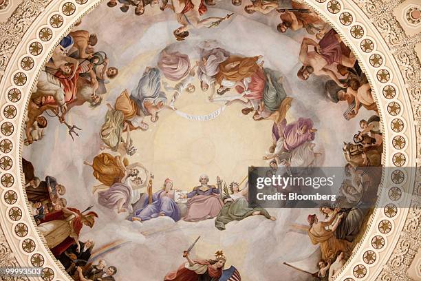 The Apotheosis of Washington fresco is seen in the Capitol building rotunda in Washington, D.C., U.S., on Monday, May 17, 2010. The Capitol is the...