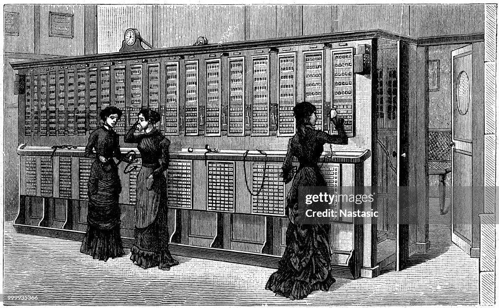 Telephone station with switchboard