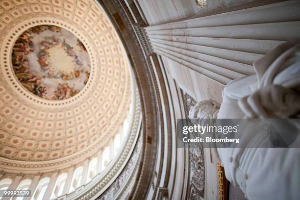 The statue of 18th U.S. President Ulysses S. Grant stands in the Capitol building rotunda in Washington, D.C., U.S., on Monday, May 17, 2010. The...