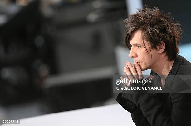 French band Indochine singer Nicola Sirkis attends the Canal+ TV show "Le Grand Journal" at the 63rd Cannes Film Festival on May 19, 2010 in Cannes....