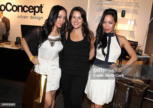 Designers To-Tam Ton-Nu and To-Nya Ton-Nu of Sachika and Kristine Quattrone of Q Events attend the 2010 Save The Eggs Benefit cocktail party at Bo...