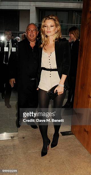 Sir Philip Green and Kate Moss attend the launch party for the opening of TopShop's Knightsbridge store at Zuma on May 19, 2010 in London, England.