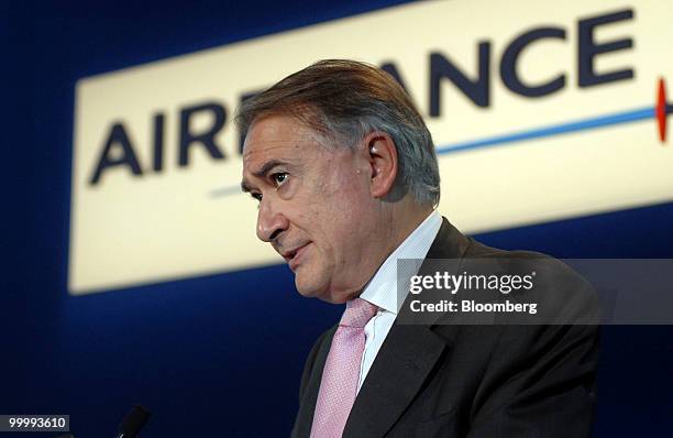 Philippe Calavia, executive vice president and chief financial officer of Air France-KLM Group, speaks at a news conference in Paris, France, on...