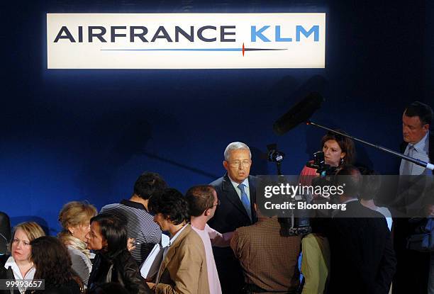 Pierre-Henri Gourgeon, chief executive officer of Air France-KLM Group, speaks to the media following a news conference in Paris, France, on...