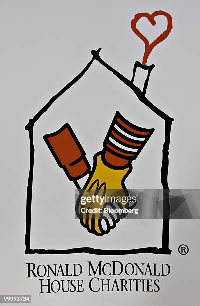 Ronald McDonald House Charities logo sits on display on the sidelines of the Berkshire Hathaway annual meeting in Omaha, Nebraska, U.S., on Saturday,...