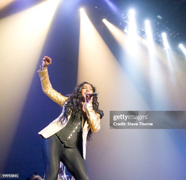 Melanie Fiona performs at the NIA Arena on May 19, 2010 in Birmingham, England.