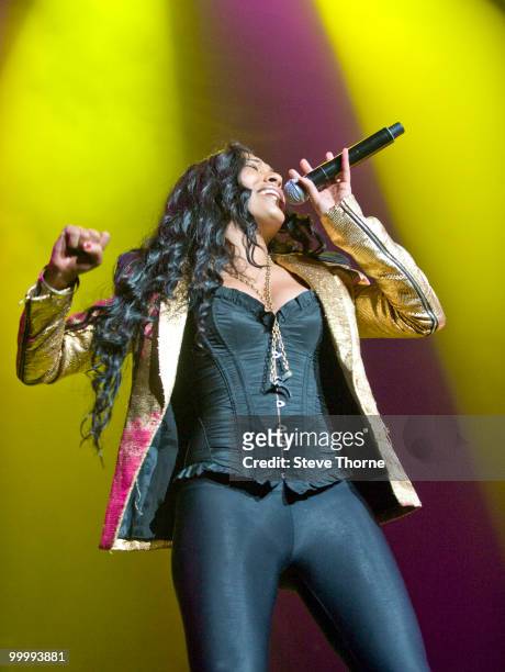 Melanie Fiona performs at the NIA Arena on May 19, 2010 in Birmingham, England.