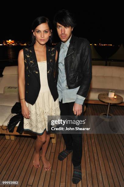 Leigh Lezark and Greg Krelenstein of the MisShapes attend the "Art of Elysium Paradis Dinner and Party" at Michael Saylor's Yacht, Slip S05 during...