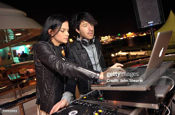 Leigh Lezark and Greg Krelenstein of the MisShapes perform at the "Art of Elysium Paradis Dinner and Party" at Michael Saylor's Yacht, Slip S05...