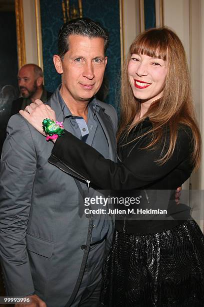 Stefano Tonchi and Victoire de Castellane attend the cocktail reception for W Magazine's editor-in-chief at the Hotel D'Evreux on May 19, 2010 in...