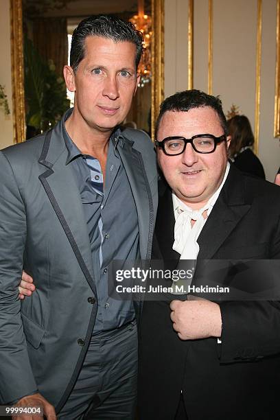 Stefano Tonchi and Albert Elbaz attend the cocktail reception for W Magazine's editor-in-chief at the Hotel D'Evreux on May 19, 2010 in Paris, France.