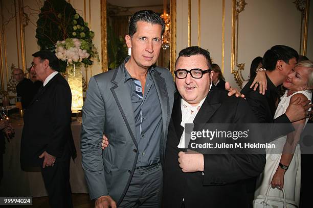 Stefano Tonchi and Albert Elbaz attend the cocktail reception for W Magazine's editor-in-chief at the Hotel D'Evreux on May 19, 2010 in Paris, France.