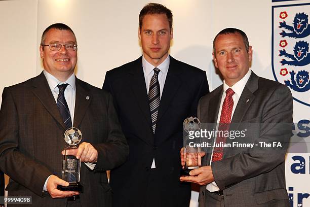 Prince William presents the Grassroots Youth League or Organisation to Matt Gittoes and Kevin Williams at the Respect and Fair Play Awards at Wembley...