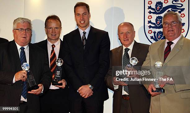 Prince William presents the Football League Coca�Cola Division's award's to Sean O'Driscoll, Alan Parry, Andrew Kelly and David Edmunds at the...