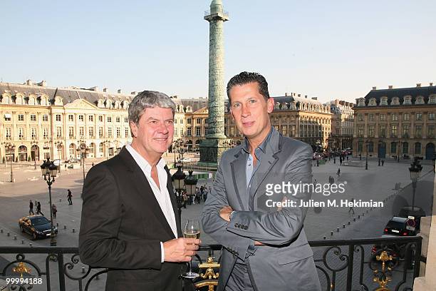 Stefano Tonchi and Yves Carcelle attend the cocktail reception for W Magazine's editor-in-chief at the Hotel D'Evreux on May 19, 2010 in Paris,...