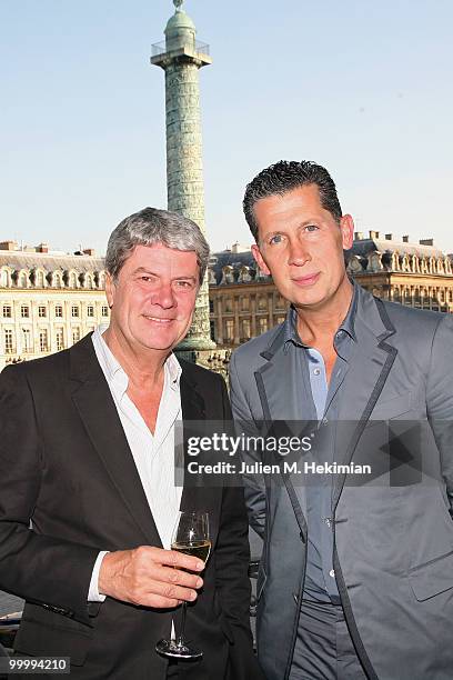 Stefano Tonchi and Yves Carcelle attend the cocktail reception for W Magazine's editor-in-chief at the Hotel D'Evreux on May 19, 2010 in Paris,...