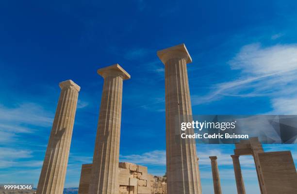 3 columns of lindos - buisson stock pictures, royalty-free photos & images