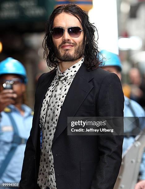 Actor Russell Brand visits "Late Show With David Letterman" at the Ed Sullivan Theater on May 19, 2010 in New York City.