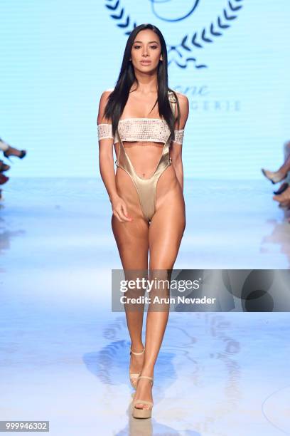 Model walks the runway for Cirone Swim at Miami Swim Week powered by Art Hearts Fashion Swim/Resort 2018/19 at Faena Forum on July 15, 2018 in Miami...