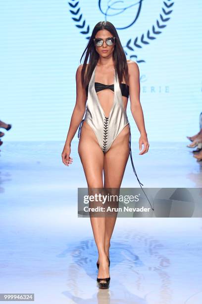 Model walks the runway for Cirone Swim at Miami Swim Week powered by Art Hearts Fashion Swim/Resort 2018/19 at Faena Forum on July 15, 2018 in Miami...