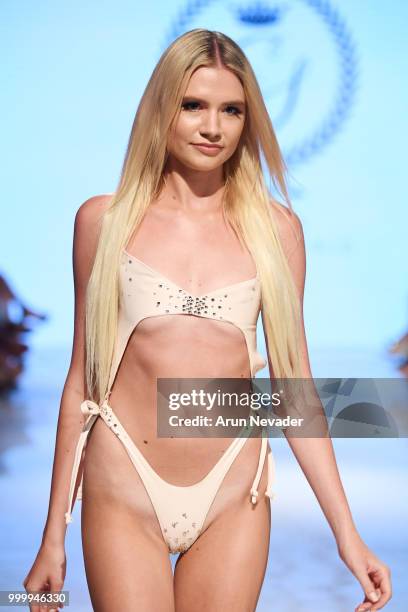 Model walks the runway for Cirone Swim at Miami Swim Week powered by Art Hearts Fashion Swim/Resort 2018/19 at Faena Forum on July 15, 2018 in Miami...