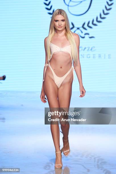 Model walks the runway for Cirone Swim at Miami Swim Week powered by Art Hearts Fashion Swim/Resort 2018/19 at Faena Forum on July 15, 2018 in Miami...