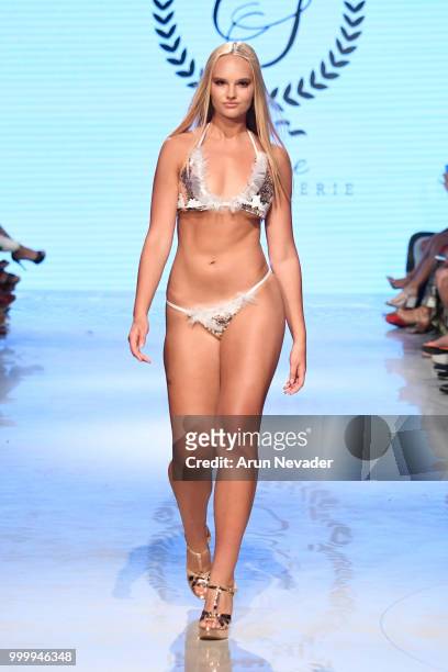 Model walks the runway for Cirone Swim at Miami Swim Week powered by Art Hearts Fashion Swim/Resort 2018/19 at Faena Forum on July 15, 2018 in Miami...