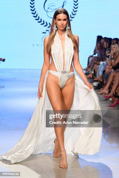 Model walks the runway for Cirone Swim at Miami Swim Week powered by Art Hearts Fashion Swim/Resort 2018/19 at Faena Forum on July 15, 2018 in Miami...