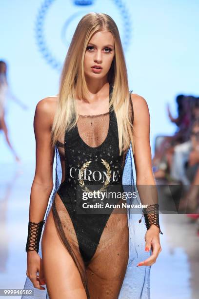 Model walks the runway for Cirone Swim at Miami Swim Week powered by Art Hearts Fashion Swim/Resort 2018/19 at Faena Forum on July 15, 2018 in Miami...