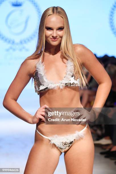 Model walks the runway for Cirone Swim at Miami Swim Week powered by Art Hearts Fashion Swim/Resort 2018/19 at Faena Forum on July 15, 2018 in Miami...