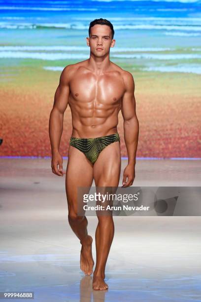 Model walks the runway for Manely K by Willfredo Gerardo at Miami Swim Week powered by Art Hearts Fashion Swim/Resort 2018/19 at Faena Forum on July...